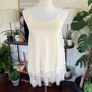 Altar’d State Elegant Cream Lace Trim Tank Top Shirt NWT